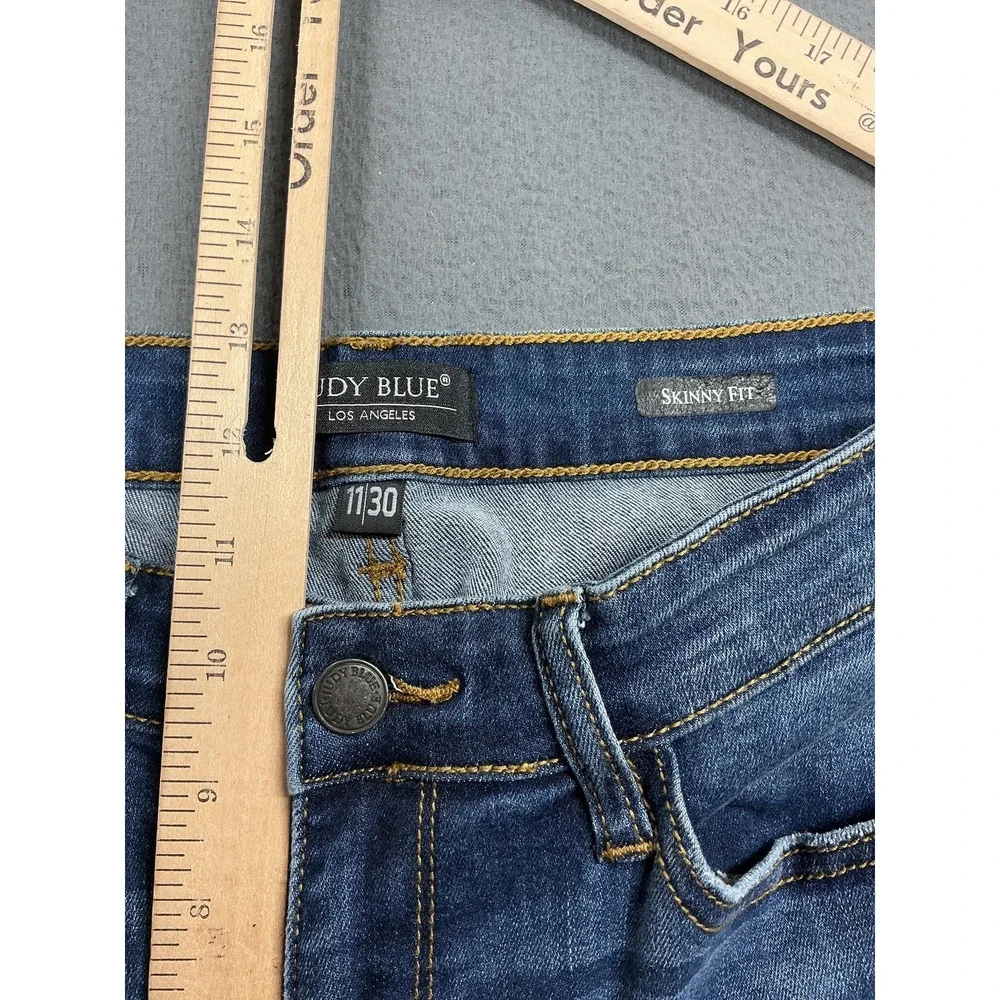 Judy Blue Jeans Womens‎ 11/30 Blue Medium Skinny Distressed Animal Print Denim